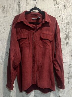Casual Men's Red Button-Up Shirt